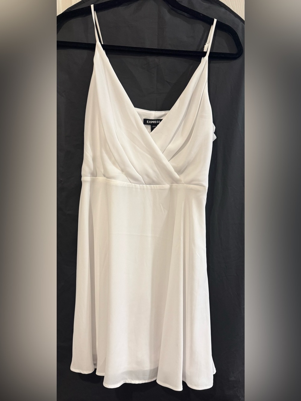 Express White Strapless Draped V-Neck Dress